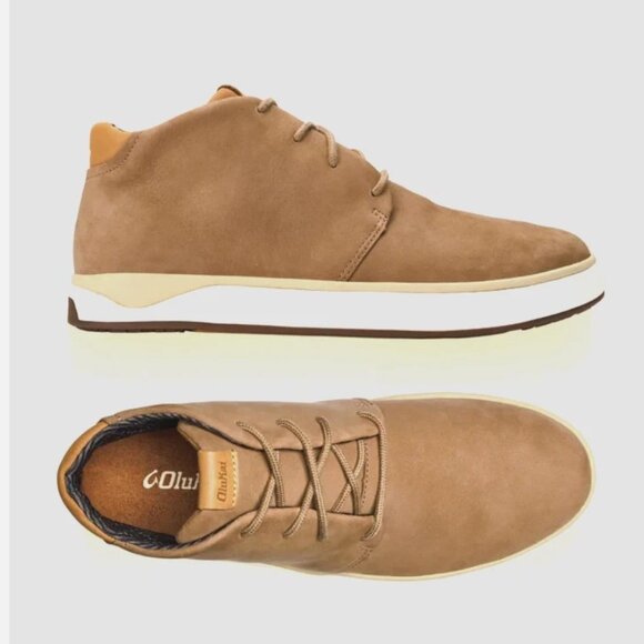OluKai Papakū ‘Ili Men’s Waterproof Leather Boots  $160 in Tan - Picture 1 of 13